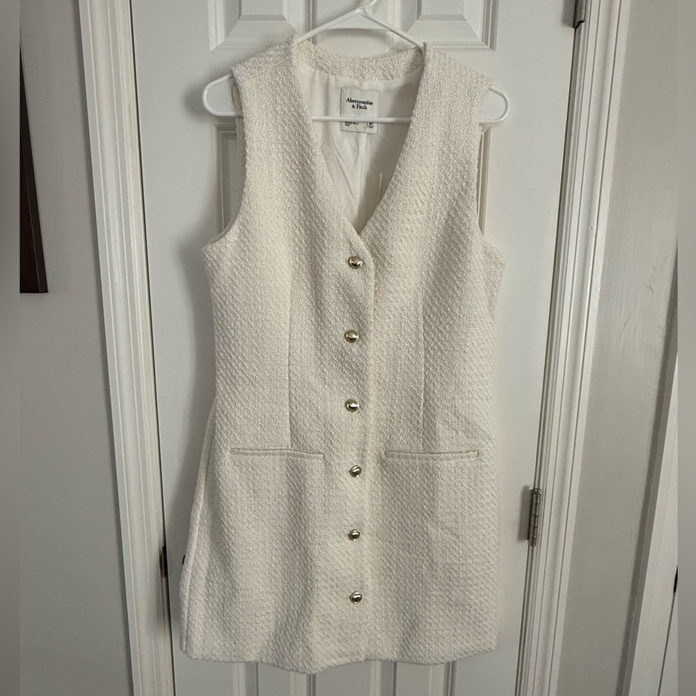 Abercrombie & Fitch Cream Textured Mini Dress Size M Tall
